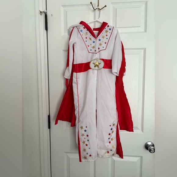 Excellent condition size 6Y-7Y Elvis white jumpsuit Halloween with fringe - Picture 1 of 8